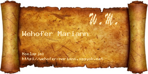 Wehofer Mariann névjegykártya